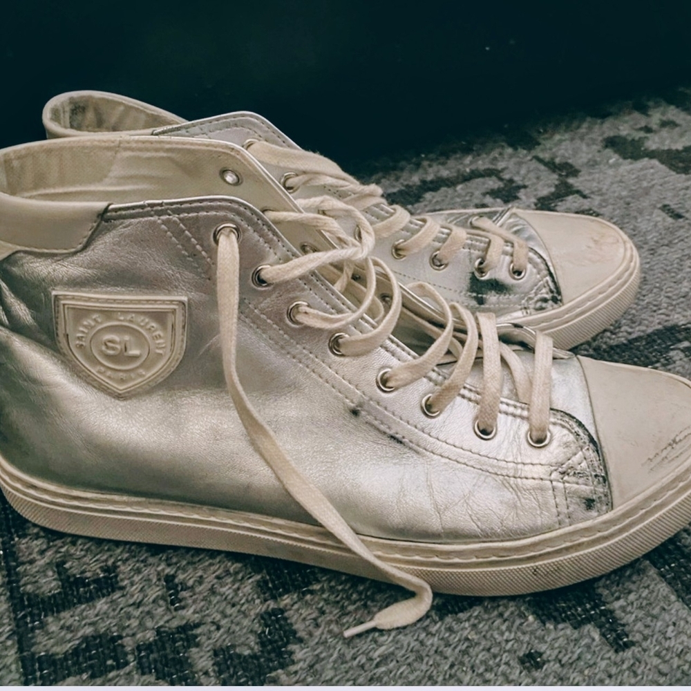 Yves Saint Laurent Silver High-Top Sneakers